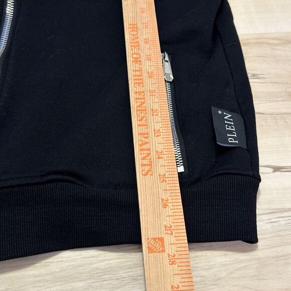 Philipp Plein Men XXL Track Jacket Mockneck Full Zip Crystal Spell out Black - Picture 11 of 14